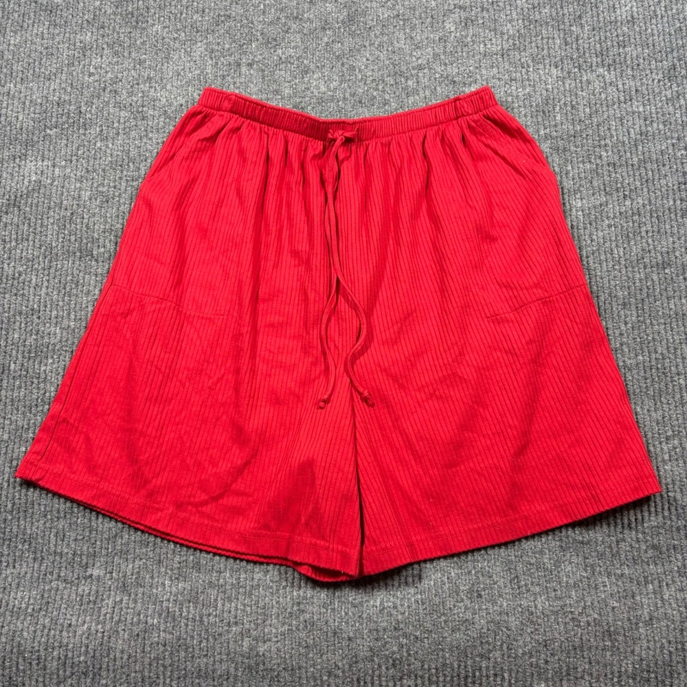Links Shorts Mens 1X Red Ribbed Knit Drawstring Shorts Style 5W33 Cotton Blend